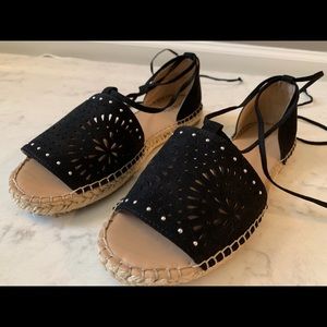 Merona black espadrille tie up sandals